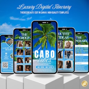 Cabo Itinerary Invitation, Beach evite, Itinerary Invitation, birthday girl, editable template, Birthday Weekend, all girls trip