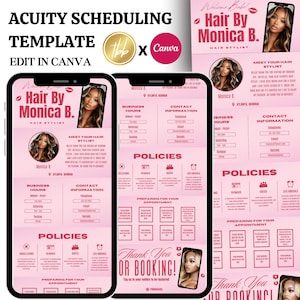 Pink Acuity Scheduling Template, Edit in Canva, DIY website banners, MUA, Nail tech, Hairstylist, Lash Tech, Website Design, branding kit 10