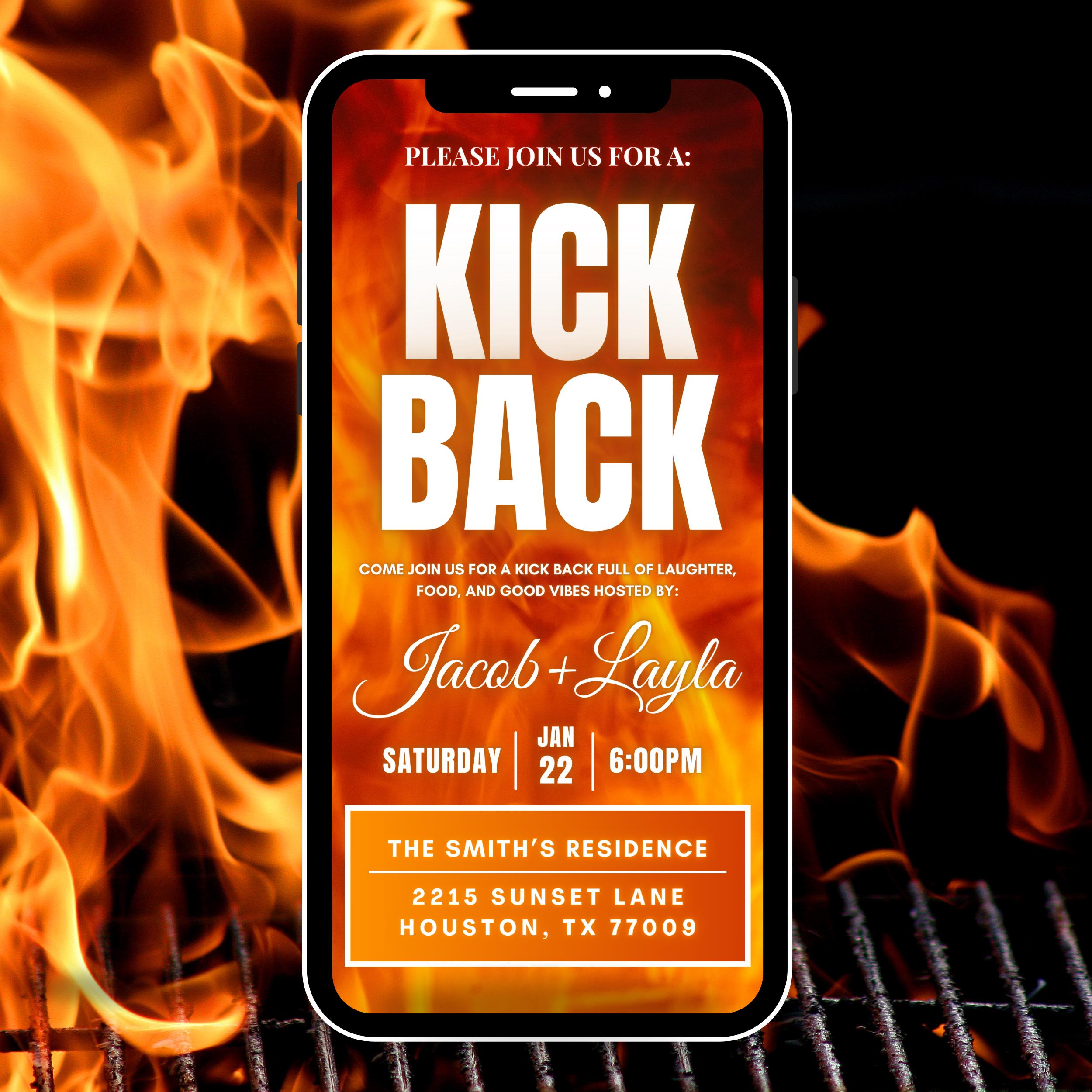 Kick Back Party Invitation, Digital Video Invite, Text message evite, edit in canva, diy  party for men and women, friends get together