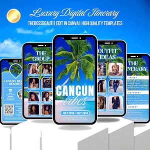 Cancun Itinerary Invitation, Beach evite, Itinerary Invitation, birthday girl, editable template, Birthday Weekend, all girls trip