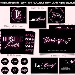 Pink Beauty Business Kit Danke | Visitenkarten, Social Media Posts, Flyer, Highlight Icons, Haare, Wimpern, Nägel, Makeup Logobundle