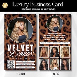 Visitenkarten Vorlage Leopard Print, digitaler Download , Hairstylist, Make-up Artist, Nailart, QR Code, DIY