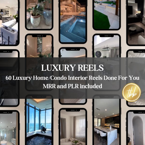Luxury Home/Interior Reels for TikTok Instagram Instant Download MRR, Master Resell Rights Private Label Rights, Faceless Reels Done-For-You