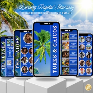 Turks and Caicos Itinerary Invitation, Beach evite, Itinerary Invitation, birthday girl, editable template, Birthday Weekend, all girls trip