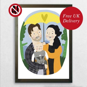 CUSTOM FAMILY PORTRAIT | cute | quirky | fun |  boyfriend | girlfriend | friends | family | gift for him | gift for her | Christmas gift
