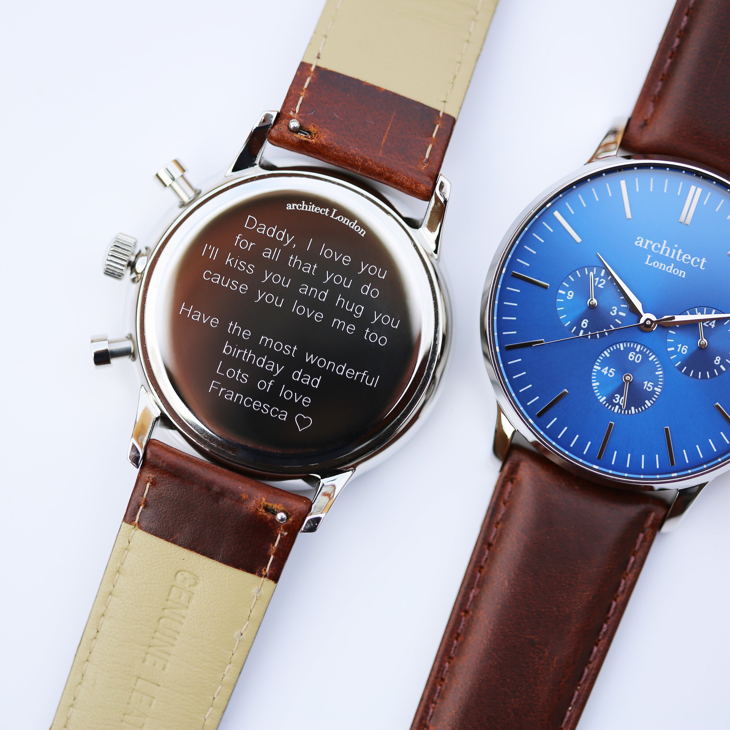 Mens watch blue hotsell face leather band