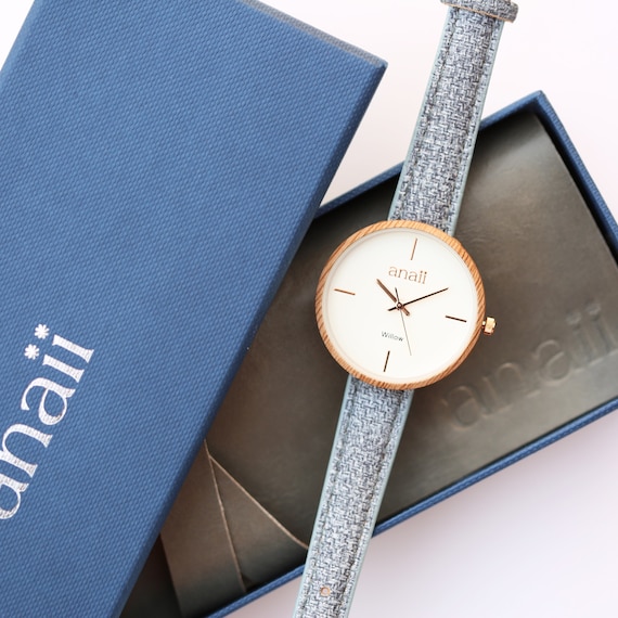 Ladies Personalised Anaii Watch With a Light Blue Strap Engraved