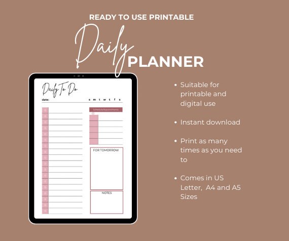 Printable Daily To-do List | Work From Home Daily Planner | Digital To ...