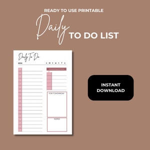 Printable Daily To-Do List | Work from home daily planner | Digital To-Do List