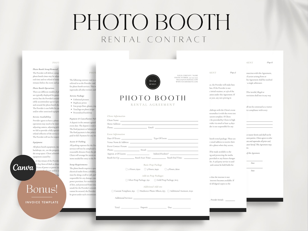 Photo Booth Contract Template Photo Booth Template Photo Booth Rental Photo Booth Contract Template Photo Booth Template Photo Booth Rental