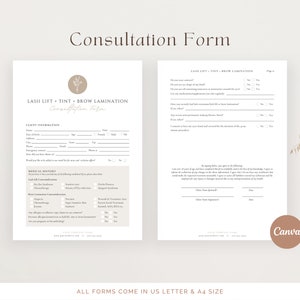 Brow Lamination, Lash Lift, Tint Forms - Editable Lash Consent ...
