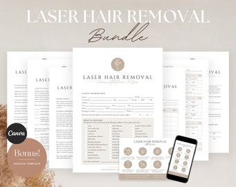 Laser Hair Removal Consent Forms - Laser Hair Reduction Intake, Fitzpatrick Scale, Treatment Record, Laser Aftercare,  Editable Templates