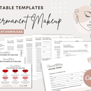 Permanent Makeup Forms - Editable PMU Consent Forms, Micropigmentation Consultation Forms, Microblading Forms, Esthetician Forms, Eyeliner