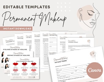 Permanent Makeup Forms - Editable PMU Consent Forms, Micropigmentation Consultation Forms, Microblading Forms, Esthetician Forms, Eyeliner