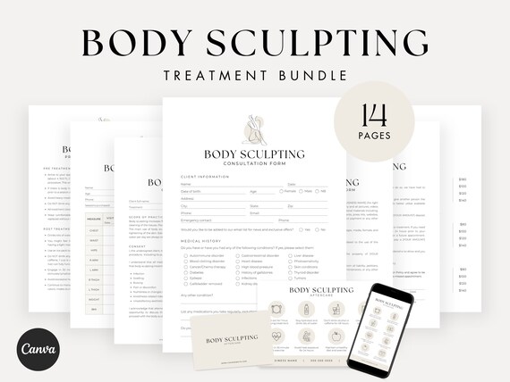 Body Sculpting Intake Forms - Editable Body Contouring Consultation & Consent, Body Shaping Treatment, Med Spa Forms, Esthetician Templates