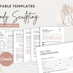 Body Sculpting Intake Forms - Editable Body Contouring Consultation, Body Shaping Treatment, Fat Cavitation, Med Spa Forms, Esthetician Form