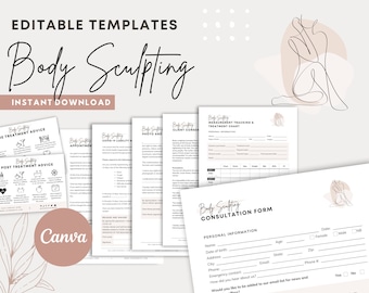 Body Sculpting Intake Forms - Editable Body Contouring Consultation, Body Shaping Treatment, Fat Cavitation, Med Spa Forms, Esthetician Form