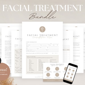 Facial Treatment Forms - Editable Esthetician Templates, Printable Skincare Consent Forms, Beauty Salon Forms, Facial Consultation Form