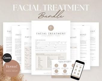 Facial Treatment Forms - Editable Esthetician Templates, Printable Skincare Consent Forms, Beauty Salon Forms, Facial Consultation Form
