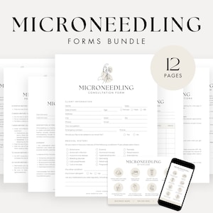 Microneedling Forms - Editable Microneedling Consent Templates, Microneedling Intake Forms, Aftercare, SPA Forms, Collagen Induction Therapy