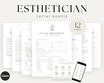 Facial Treatment Forms - Editable Esthetician Templates, Printable Skincare Consent Forms, Beauty Salon Forms, Facial Consultation Form