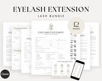 Eyelash Extension Consent Forms - Editable Lash Templates, Lash Tech Consultation, Esthetician Forms, Eyelash Forms, Eyelash Aftercare Card