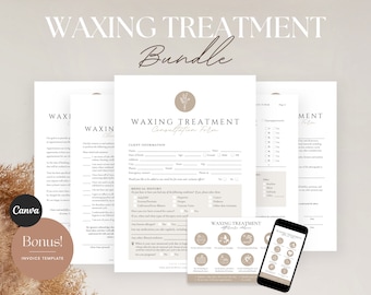 Waxing Treatment Forms - Editable Esthetician Forms Bundle, Waxing Consent Forms, Waxing Consultation, Spa forms, Skincare Forms, Aftercare