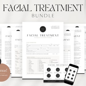 Facial Treatment Forms - Editable Esthetician Templates, Printable Skincare Consent Forms, Beauty Salon Forms, Facial Consultation Form