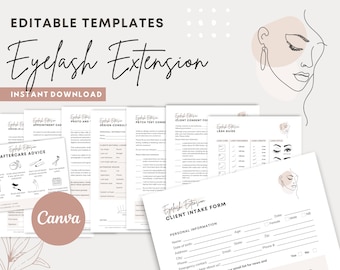 Eyelash Extension Forms - Editable Lash Consent Template, Lash Tech Consultation, Esthetician Templates, Beauty Salon Forms, Lash Technician
