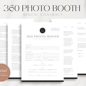360 Photo Booth Contract Template, Photo Booth Template, Video Booth Rental Agreement, Editable 360 Photo Booth Rental Contract, Canva