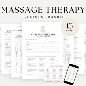 Formulaires de massothérapie - Consentement au massage, consultation de massage, formulaires d'admission au massage, modèles d'esthéticienne, massage lymphatique, notes de savon