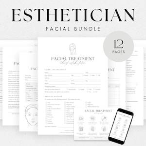 Facial Treatment Forms - Editable Esthetician Templates, Printable Skincare Consent Forms, Beauty Salon Forms, Facial Consultation Form