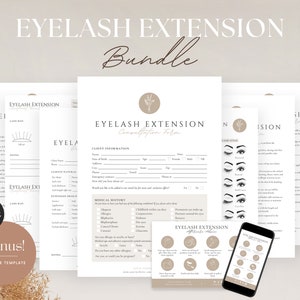 Eyelash Extension Forms - Editable Lash Consent Templates, Lash Tech Consultation, Esthetician Forms, Lash Forms, Eyelash Aftercare Card