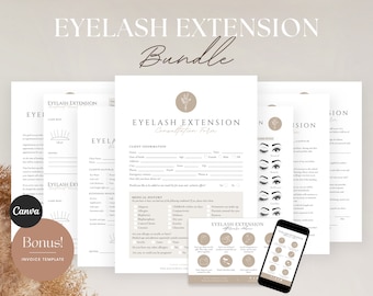 Eyelash Extension Forms - Editable Lash Consent Templates, Lash Tech Consultation, Esthetician Forms, Lash Forms, Eyelash Aftercare Card