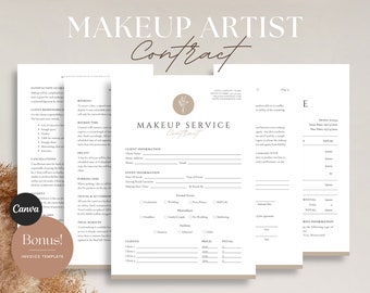 Makeup Service Contract Template - MUA Contract, Makeup Service Form, Makeup Artist Form, Bridal Makeup Contract, Freelance Makeup Artist