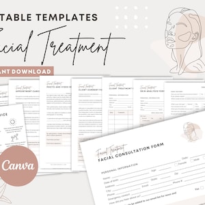 Formulaires de traitement du visage - Modèles d'esthéticienne modifiables, Formulaires de consentement imprimables pour les soins de la peau, Formulaires de salon de beauté, Formulaire de consultation faciale