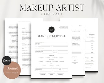 Makeup Service Contract Template - MUA Contract, Makeup Service Form, Makeup Artist Form, Bridal Makeup Contract, Freelance Makeup Artist