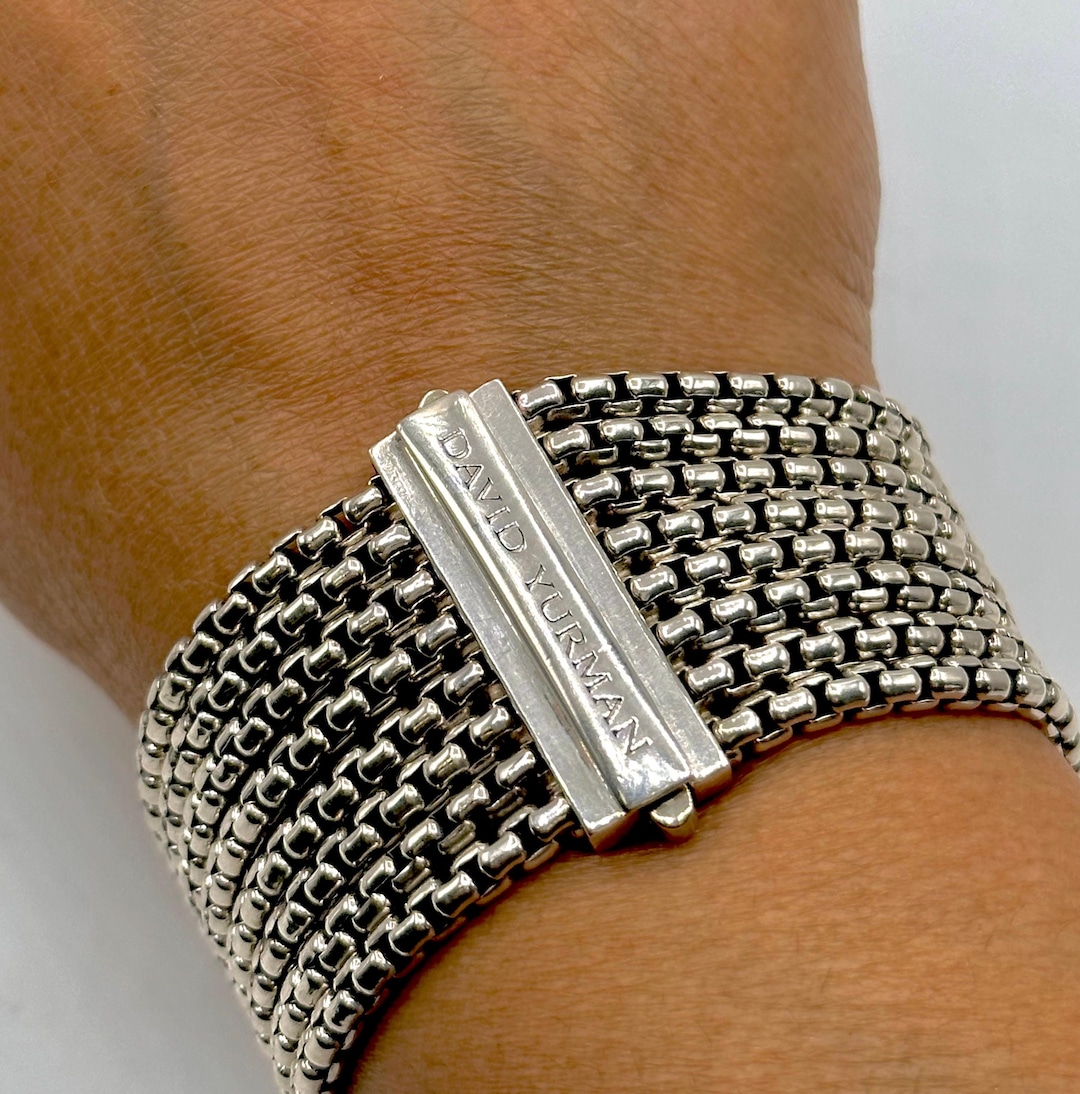 David Yurman Sterling Silver Box Chain Eight Row Bracelet Hong Kong