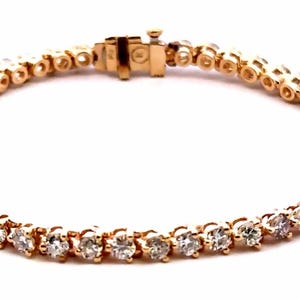 Vintage 14K Yellow Gold Diamond 3.60ct Tennis Bracelet