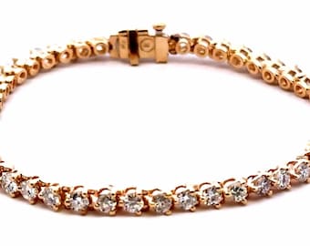 Vintage Tennisarmband aus 14-karätigem Gelbgold mit Diamanten (3,60 ct)