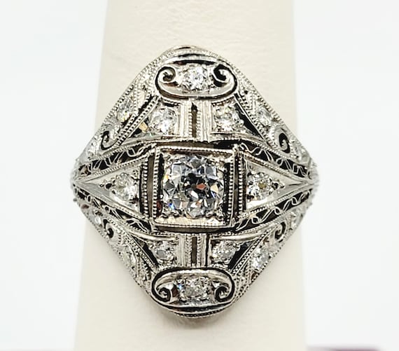 Diamond Platinum Ring Size 7 - image 1