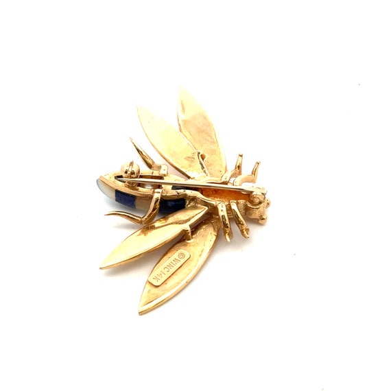 14K Yellow Gold Fly Brooch Pin - image 5