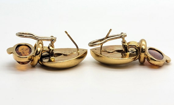 Heart Shape Amber Earrings, 18K Yellow Gold - image 4