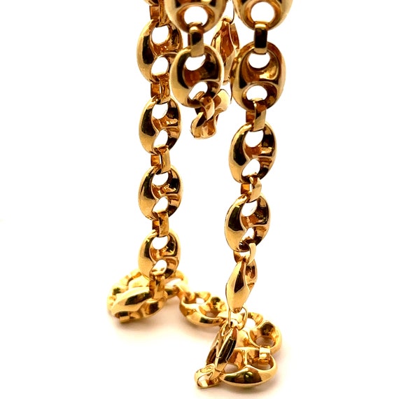 14K Solid Yellow Gold Puffed Gucci Style Chain Ne… - image 3