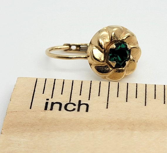 Earrings 14K Yellow Gold  synthetic Green Stone - image 6