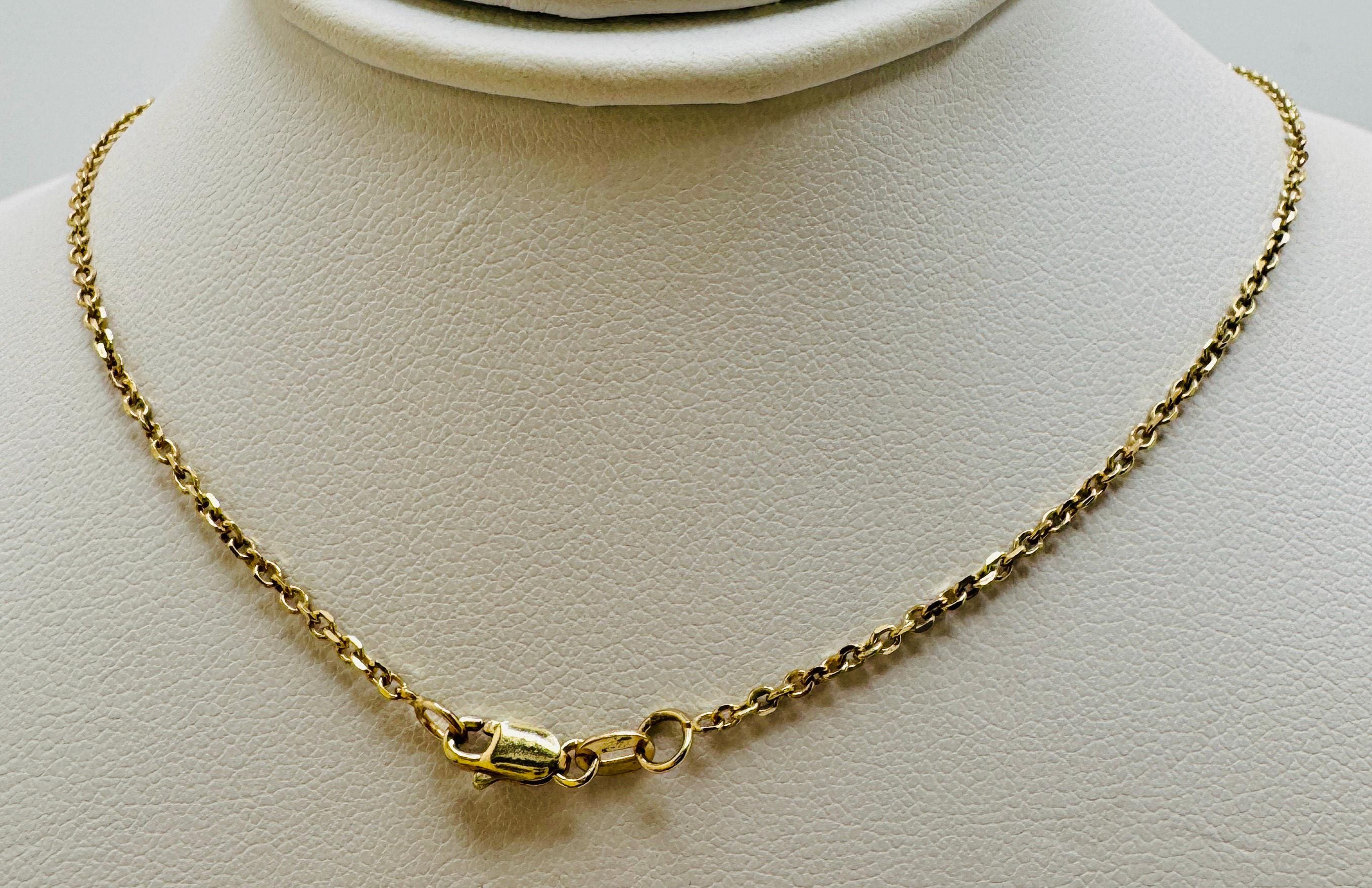 14K Yellow Gold Diamond-cut Rolo Link Chain Necklace With Lobster Claw ...