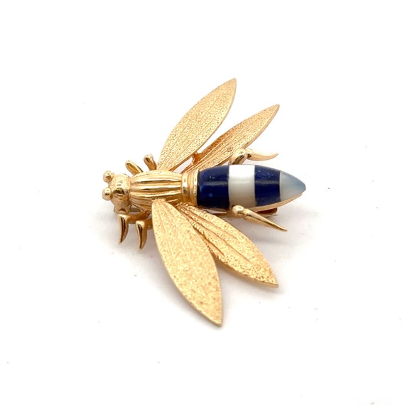 14K Yellow Gold Fly Brooch Pin - image 3