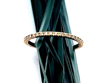 Anello nuziale Eternity in oro giallo 18 carati con diamanti da 0,20 ct, misura 4