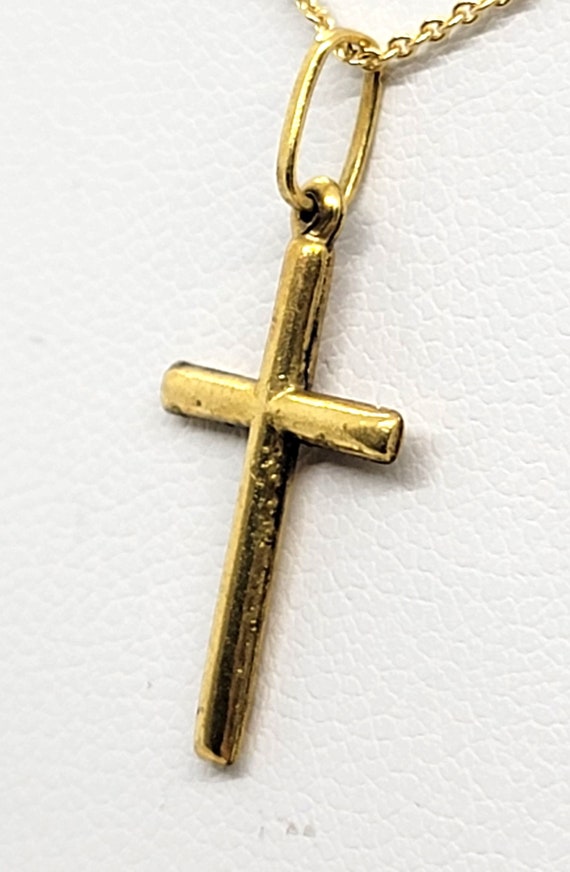 14K Yellow Gold Cross Religious Pendant - image 3