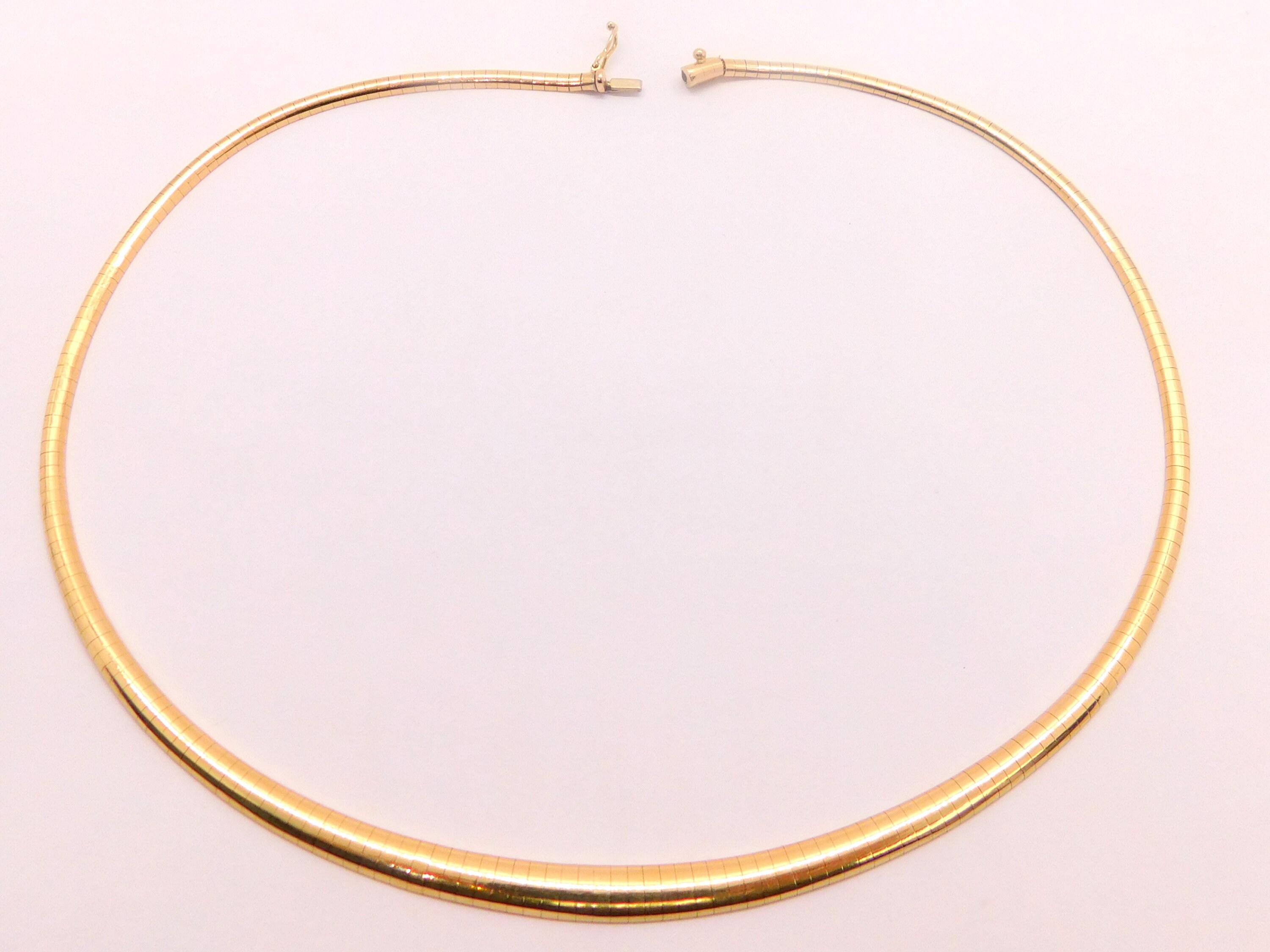 14K Yellow Solid Gold Omega Necklace Etsy
